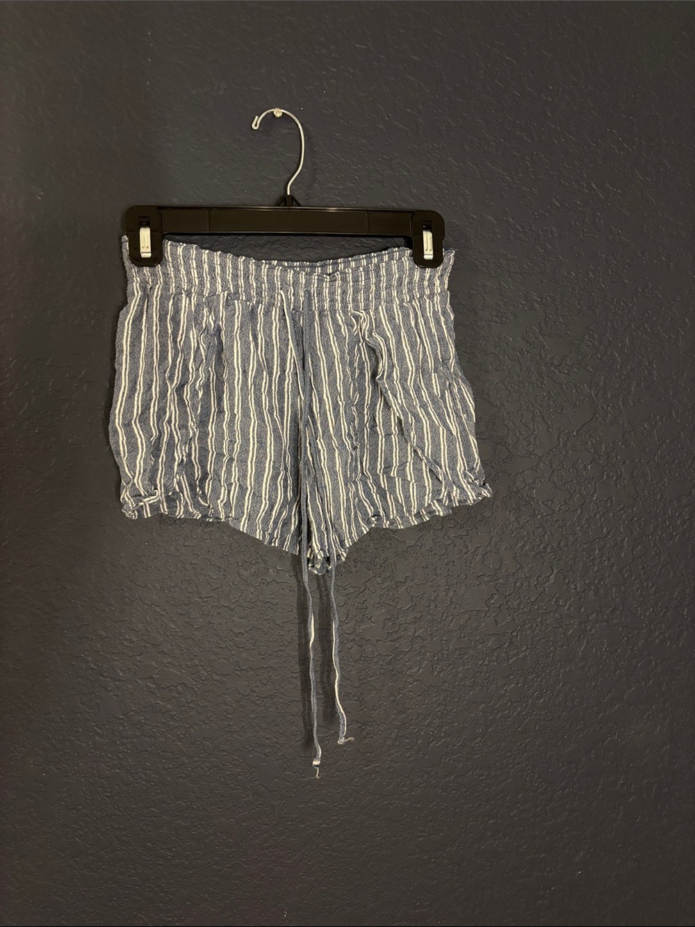 American Eagle Outfitters Blue and White Striped Drawstring Shorts